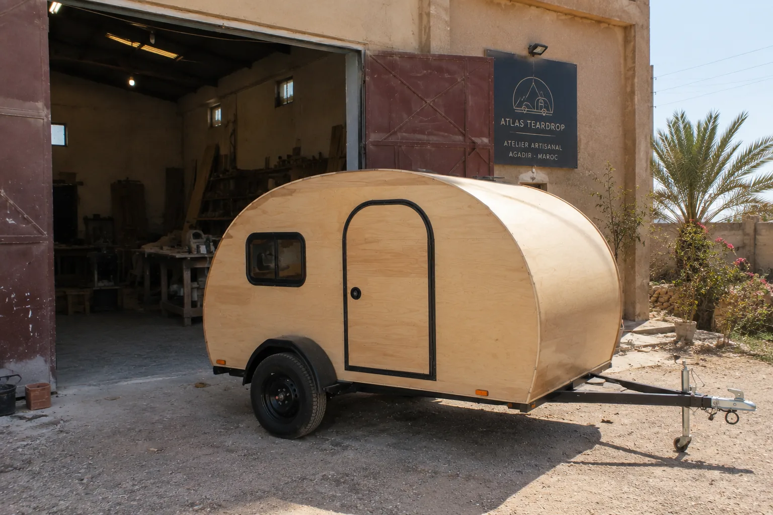 Une caravane teardrop Atlas terminée, prête à partir